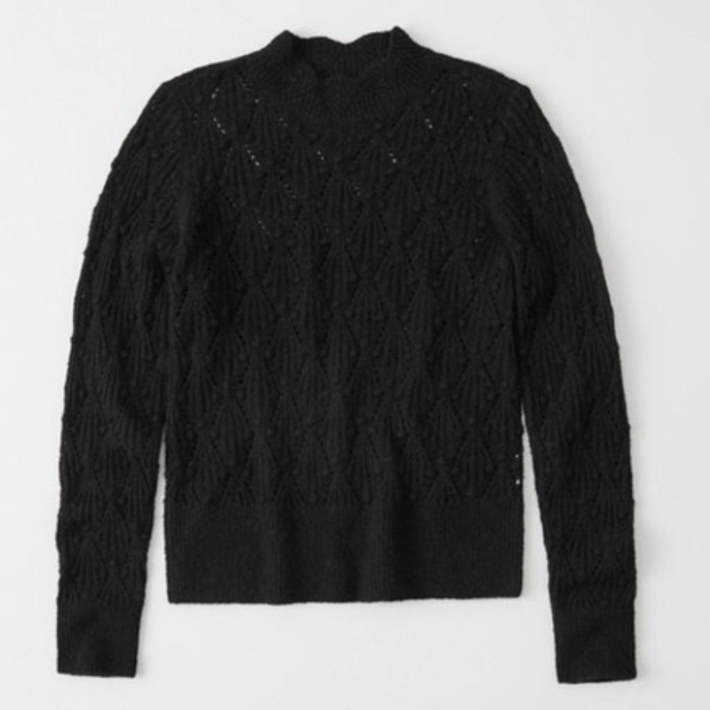 Abercrombie & Fitch A&F Cable knit mock neck sweater Black XXS
